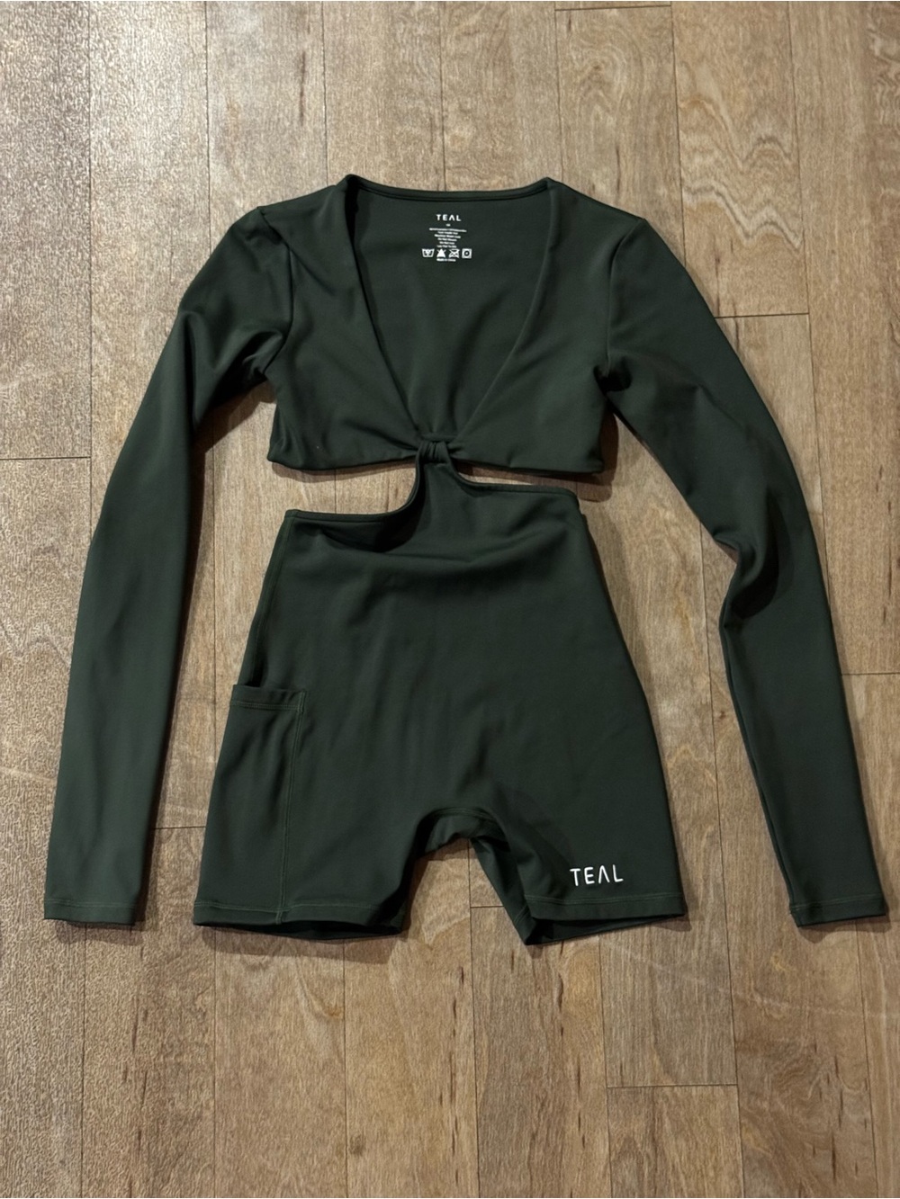 Active by Teal Athletics Tiyana Sold Out Cutout Unitard Romper Green Size XS - Picture 2 of 5